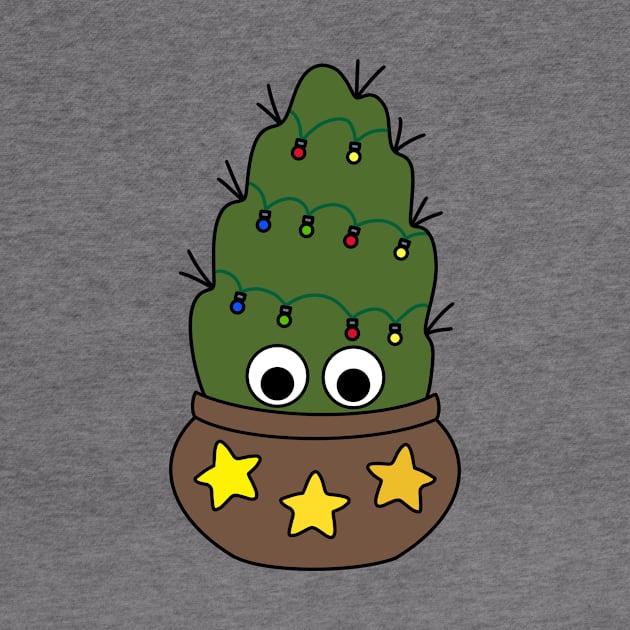 Cute Cactus Design #223: Cactus With Christmas Lights by DreamCactus